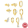 Wholesale Earrings S925 Sterling Silver Love Clover Inlaid Zircon Heart Shape Electroplating Minimalist Style