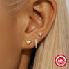 Wholesale Earrings S925 Sterling Silver Love Clover Inlaid Zircon Heart Shape Electroplating Minimalist Style