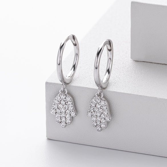 Wholesale Earrings S925 Sterling Silver Palm Shape Geometric Natural Style