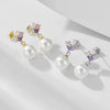 Wholesale Earrings S925 Sterling Silver Pearl Inlaid Geometric Shell Bead For Women Retro Elegant