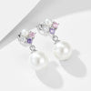 Wholesale Earrings S925 Sterling Silver Pearl Inlaid Geometric Shell Bead For Women Retro Elegant