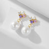 Wholesale Earrings S925 Sterling Silver Pearl Inlaid Geometric Shell Bead For Women Retro Elegant