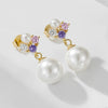 Wholesale Earrings S925 Sterling Silver Pearl Inlaid Geometric Shell Bead For Women Retro Elegant