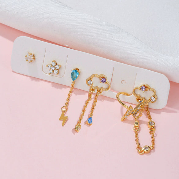 Wholesale Earrings Set Brass 18K Star Design Fashion Tassel Jewelry For Women