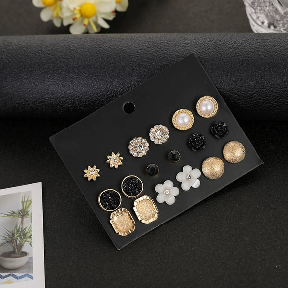 Wholesale Earrings Set Geometric Crystal Stainless Steel Microinlay