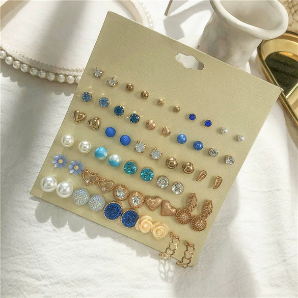 Wholesale Earrings Set Geometric Crystal Stainless Steel Microinlay