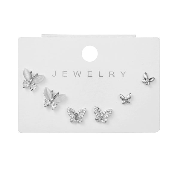 Wholesale Earrings Set S925 Sterling Silver And Copper Bear Four Leaf Clover Bow Heart Shaped Inlaid Zircon Geometric Style