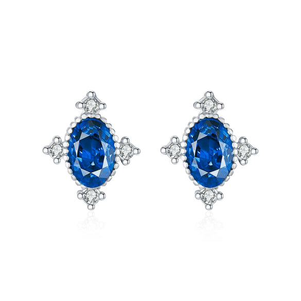 Wholesale Earrings 925 Silver British Retro Geometric Egg Face Set With Diamonds For Women