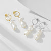 Wholesale Earrings 925 Silver French Retro Baroque Freshwater Pearl Geometric Style Pearl Inlaid