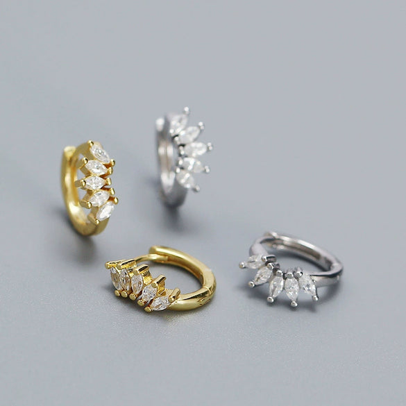 Wholesale Earrings 925 Silver Geometric Horse Eye Zircon Electroplated