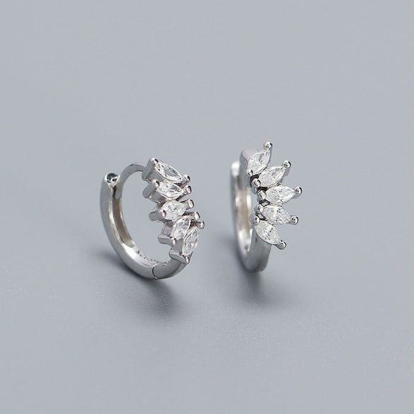 Wholesale Earrings 925 Silver Geometric Horse Eye Zircon Electroplated