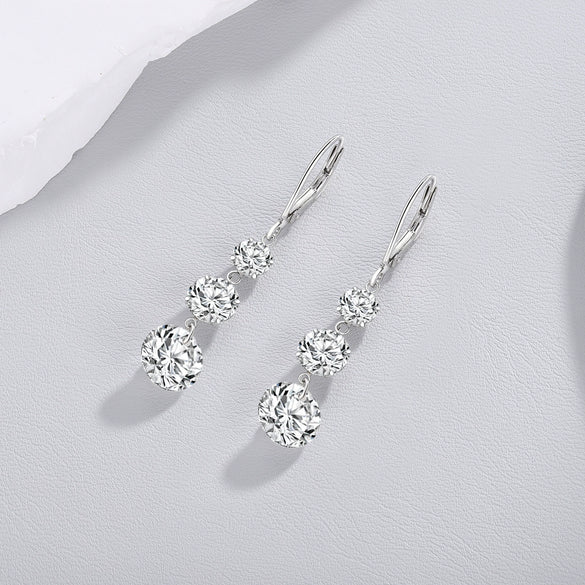 Wholesale Earrings 925 Silver Geometric Moissanite Inlay
