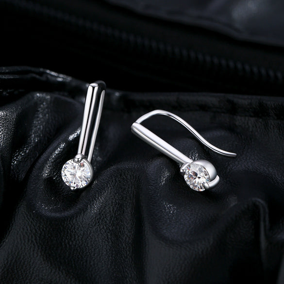 Wholesale Earrings 925 Silver Geometric Style Mosan Diamond For Women