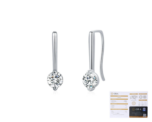 Wholesale Earrings 925 Silver Geometric Style Mosan Diamond For Women
