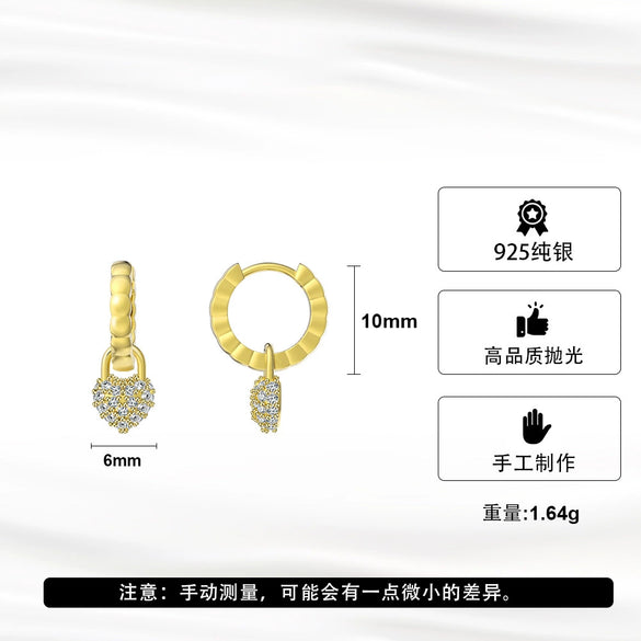 Wholesale Earrings Silver Heart Shaped Geometric Style Electroplated