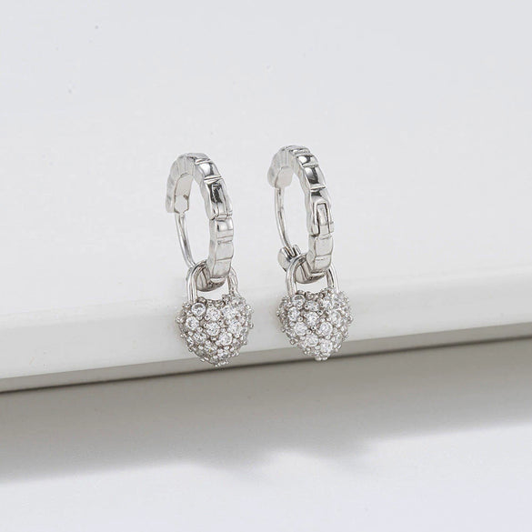 Wholesale Earrings Silver Heart Shaped Geometric Style Electroplated