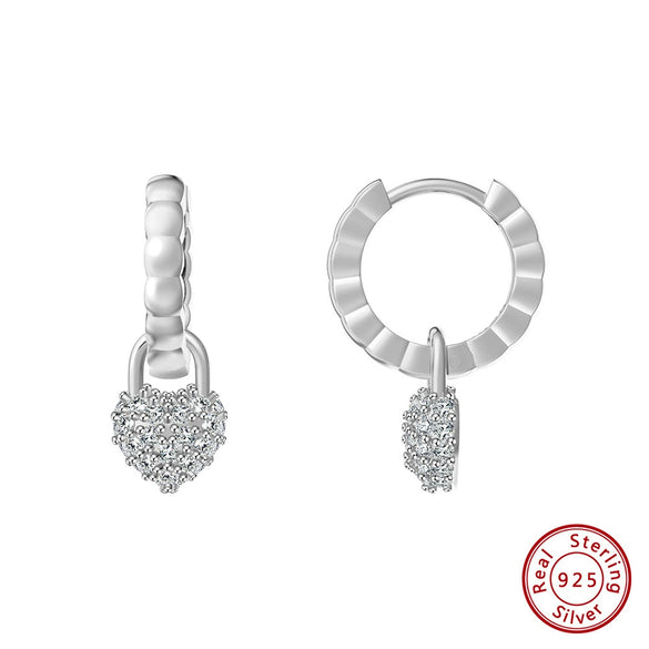 Wholesale Earrings Silver Heart Shaped Geometric Style Electroplated