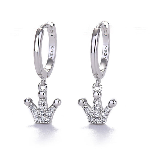 Wholesale Earrings Silver Needle Copper Crownshaped Geometric French Retro Electroplated For Women