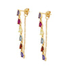 Wholesale Earrings Silver Needle Copper Geometric Colorful Zircon Long Tassel Electroplated Light Luxury Retro Style