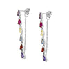 Wholesale Earrings Silver Needle Copper Geometric Colorful Zircon Long Tassel Electroplated Light Luxury Retro Style
