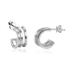 Wholesale Earrings Silver Needle Copper Geometric Ctype Electroplated Threelayer Women's Earrings