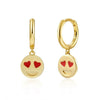 Wholesale Earrings Silver Needle Copper Geometric Dripping Oil Smiley Face For Women