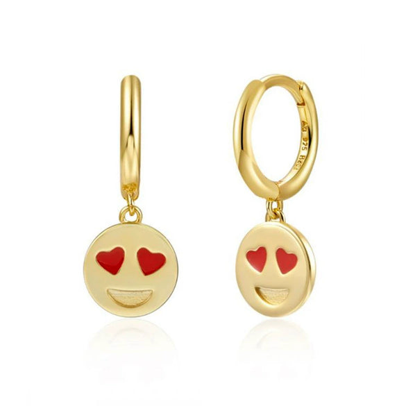 Wholesale Earrings Silver Needle Copper Geometric Dripping Oil Smiley Face For Women