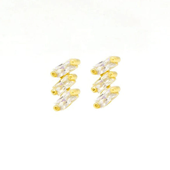 Wholesale Earrings Silver Needle Copper Geometric Light Luxury Style Set With Diamonds