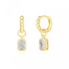 Wholesale Earrings Silver Needle Copper Geometric Square Zirconia Wave Women
