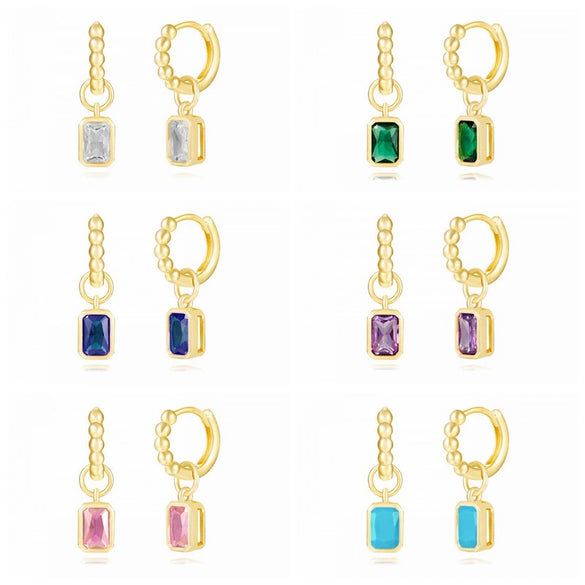 Wholesale Earrings Silver Needle Copper Geometric Square Zirconia Wave Women