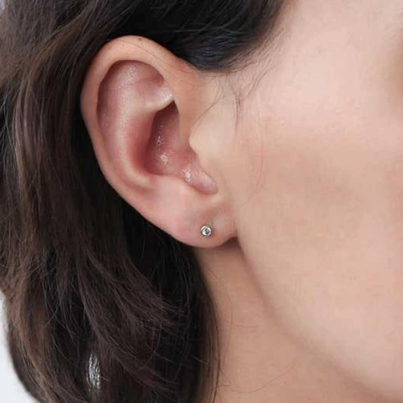 Wholesale Earrings Silver Needle Copper Gold Plated Geometric Inlaid Zircon Circle Shape