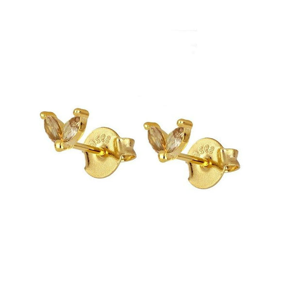 Wholesale Earrings Silver Needle Copper Leaf Geometric Flowershaped Electroplating Minimalist Light Luxury For Couple