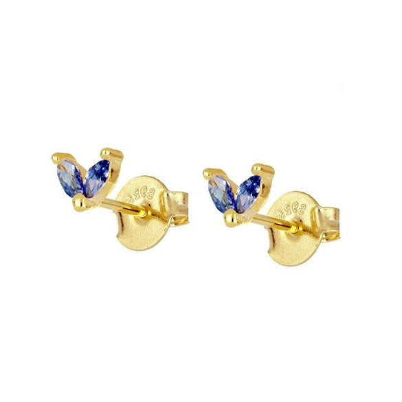 Wholesale Earrings Silver Needle Copper Leaf Geometric Flowershaped Electroplating Minimalist Light Luxury For Couple
