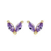 Wholesale Earrings Silver Needle Copper Leaf Geometric Flowershaped Electroplating Minimalist Light Luxury For Couple