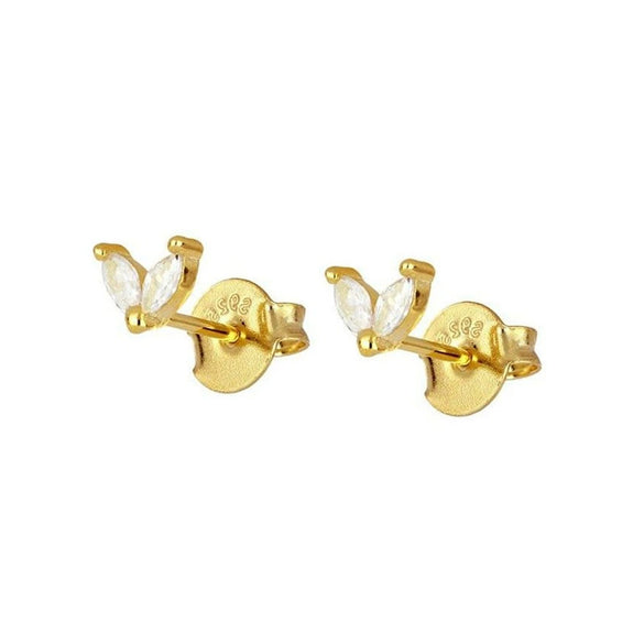 Wholesale Earrings Silver Needle Copper Leaf Geometric Flowershaped Electroplating Minimalist Light Luxury For Couple