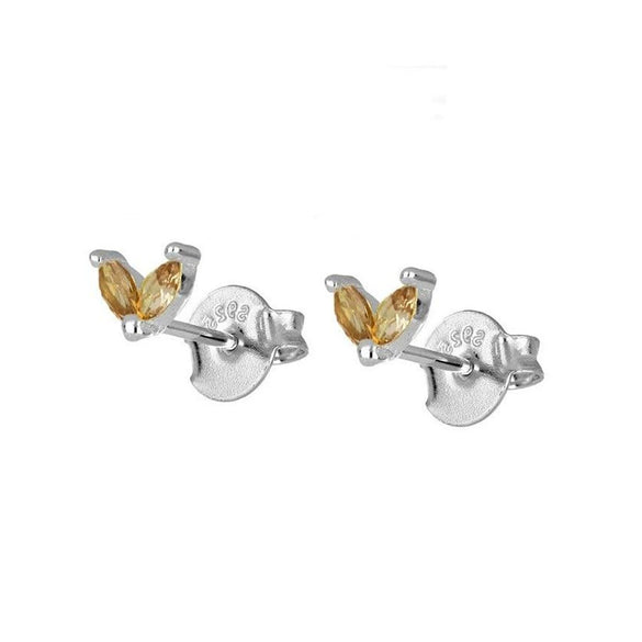 Wholesale Earrings Silver Needle Copper Leaf Geometric Flowershaped Electroplating Minimalist Light Luxury For Couple