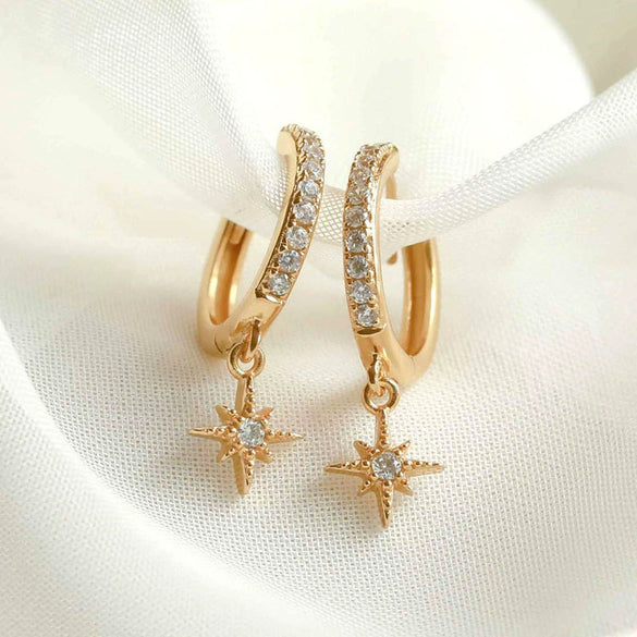 Wholesale Earrings Silver Needle Copper Star Geometric Style Electroplated For Women