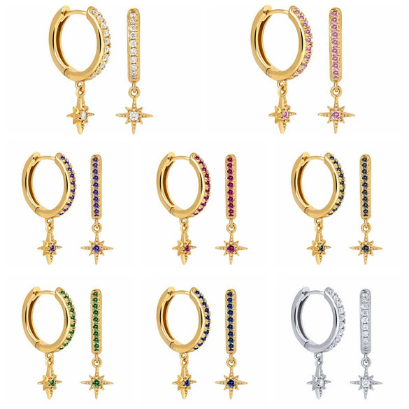 Wholesale Earrings Silver Needle Copper Star Geometric Style Electroplated For Women