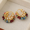 Wholesale Earrings 925 Silver Needle Geometric C Shaped Beaded Pearl Electroplated For Women