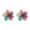 Wholesale Earrings Stainless Steel Colorful Acrylic Petal Exaggerated French Retro Style Electroplating