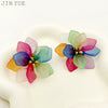 Wholesale Earrings Stainless Steel Colorful Acrylic Petal Exaggerated French Retro Style Electroplating
