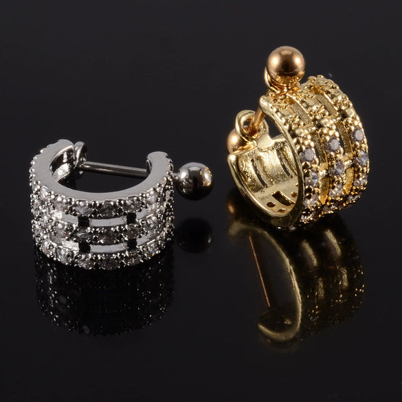 Wholesale Earrings Stainless Steel Copper Inlaid Zircon Leaf Heartshaped Fashionable