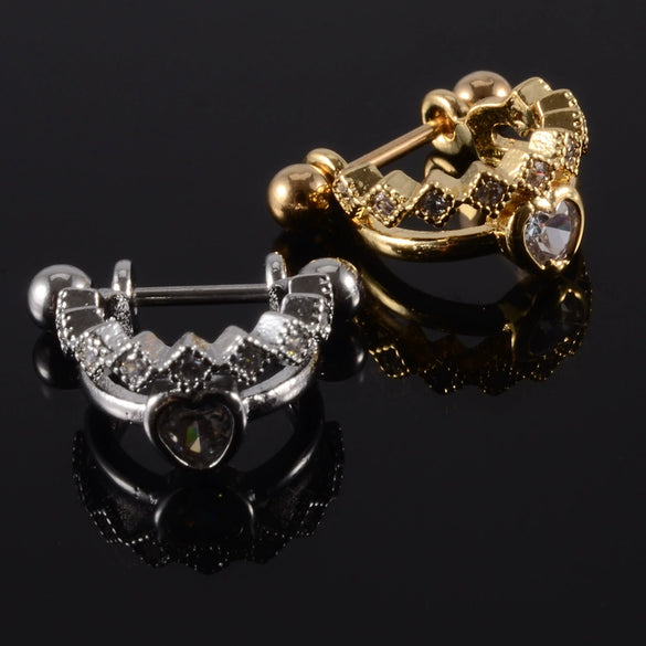 Wholesale Earrings Stainless Steel Copper Inlaid Zircon Leaf Heartshaped Fashionable