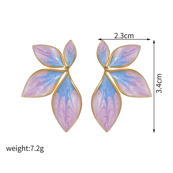 Wholesale Earrings Stainless Steel Dripping Oil Flowers Style For Ladies