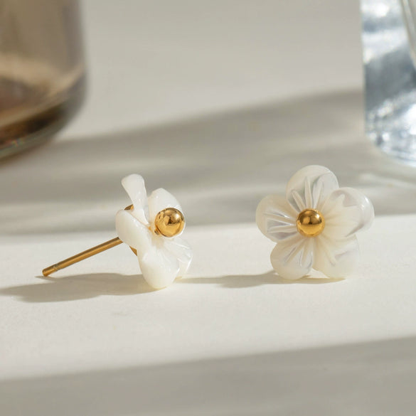 Wholesale Earrings Stainless Steel Flower Electroplating For Women