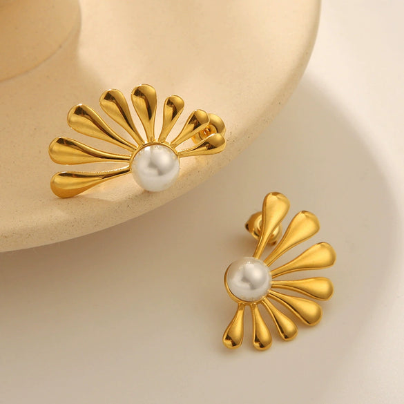 Wholesale Earrings Stainless Steel Flower Geometric Electroplating For Women
