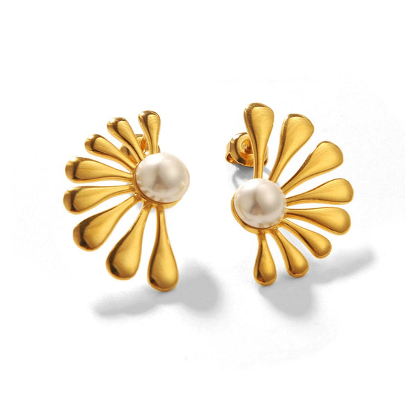Wholesale Earrings Stainless Steel Flower Geometric Electroplating For Women