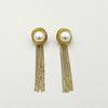 Wholesale Earrings Stainless Steel French Retro Light Luxury Pearl Tassel Geometric Electroplated