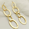 Wholesale Earrings Stainless Steel French Retro Oval Stitching Tassel 14K Gold Plated