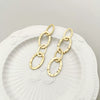Wholesale Earrings Stainless Steel French Retro Oval Stitching Tassel 14K Gold Plated